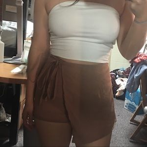 Brown side tie skirt